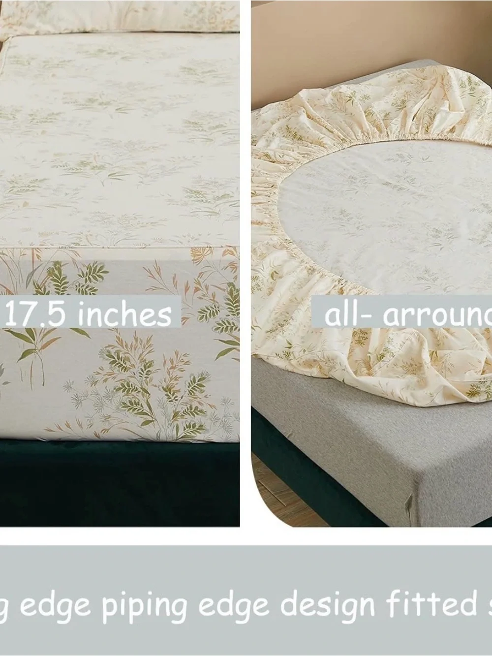 Fadfay 100% Muslin cotton king size -4 piece double gauze Vintage Floral (cream